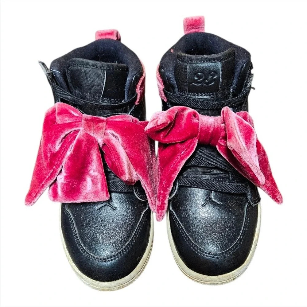 Nike‎ Air Jordan 1 Mid Bow XLD Noble Red Velvet Pink Sneakers Size 1Y CK5677-006